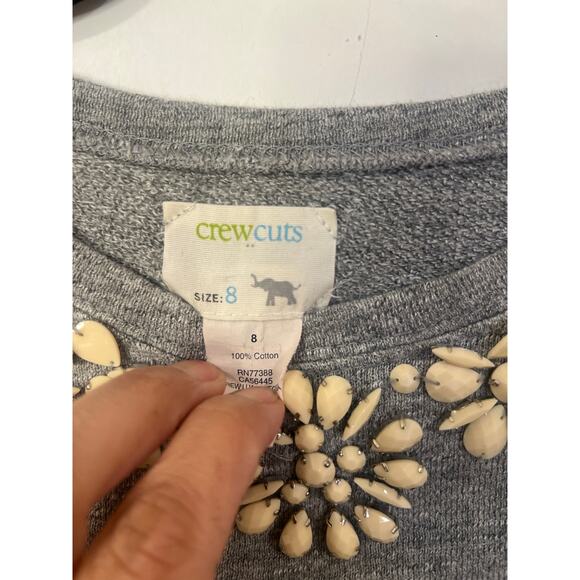 Crew Cuts Girls Beaded Necklace Crew Sweater Gray Beige Size 8 Formal Dressy - Picture 3 of 4